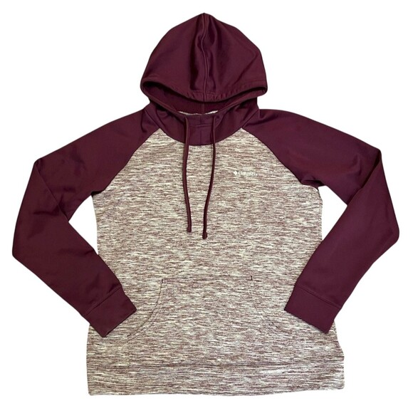 COLUMBIA Heather Purple Maroon Pullover Cowl Neck Hoodie Sweatshirt Outdoors L - Picture 1 of 5